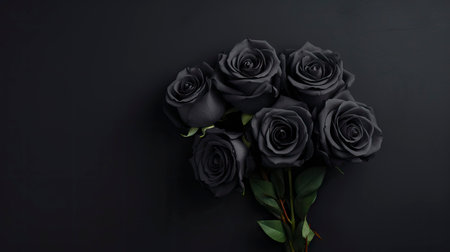 Black roses on black background. Top view. 3d rendering. Generative AIの素材
