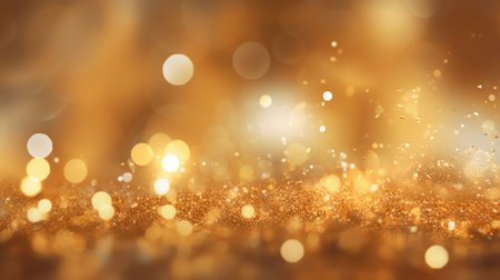 Gold glitter vintage lights background. Elegant abstract background with bokeh defocused lights. Generative AIの素材