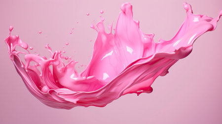 Pink paint splashing on pink background. 3d rendering, 3d illustration. Generative AIの素材
