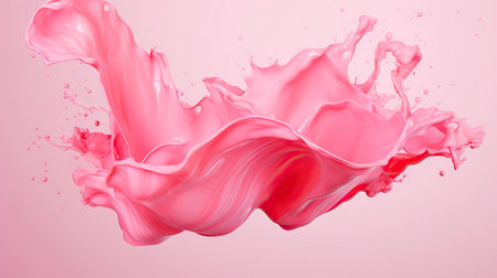 Pink paint splashing isolated on pink background. 3d rendering. Generative AIの素材