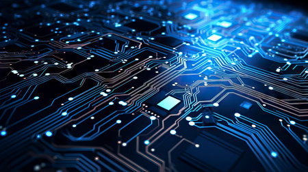 Circuit board, technology background. 3d rendering toned image Generative AIの素材