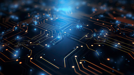Circuit board. Electronic computer hardware technology. 3d rendering abctract background Generative AIの素材