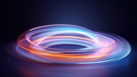 Abstract background. luminous swirling. Elegant glowing circle.  Sparking particle. Space tunnel. Glossy jellyfish. Colorful ellipse. Glint sphereの素材