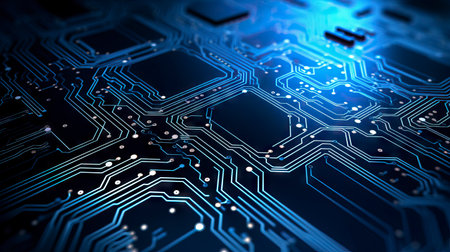 Circuit board, technology background. 3d rendering toned image Generative AIの素材