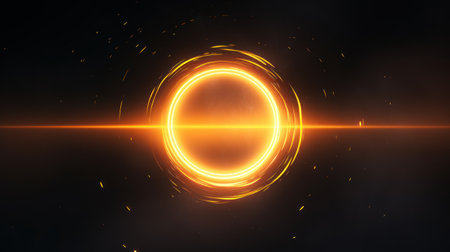 Abstract background with luminous swirling. Elegant glowing circle. Sparking particle. Space tunnel. Glossy jellyfish. Colorful ellipse. Glint sphere Generative AIの素材