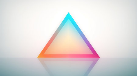 Abstract colorful triangle with reflection on a white background. illustration. Generative AIの素材