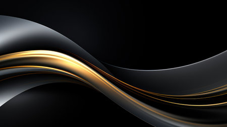 Abstract black and gold wavy background. 3d render illustration. Generative AIの素材