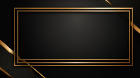 Luxury black background with golden frame. Template for design. illustration Generative AIの素材