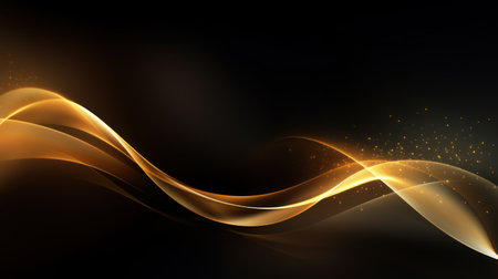 Abstract golden waves on black background. illustration for your design. Generative AIの素材