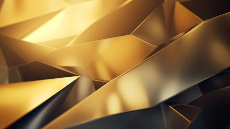 Abstract 3d rendering of golden polygonal surface. Modern background design. Generative AIの素材