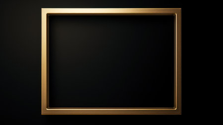 Golden frame on a black background. 3d rendering, mock up Generative AIの素材