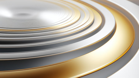 3d render, abstract background with golden and silver, metallic circle Generative AIの素材