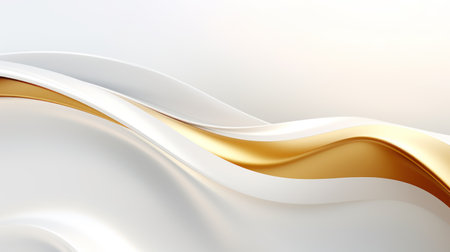 Abstract white and golden wavy background. 3d render illustration. Generative AIの素材