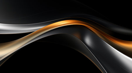 Black and golden wavy background. 3d rendering, 3d illustration. Generative AIの素材