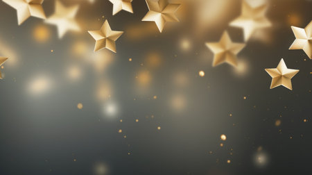Abstract background with golden stars and bokeh. illustration. Generative AIの素材