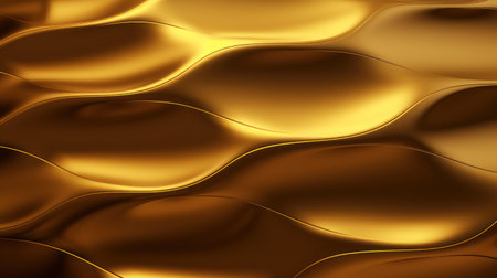 Golden wavy background. 3d rendering, 3d illustration. Generative AIの素材