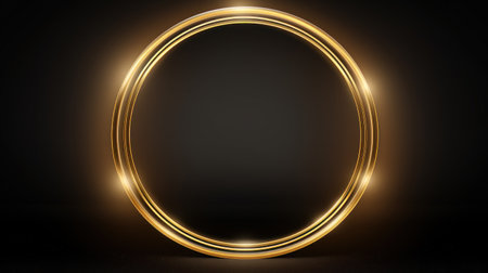 Gold oval frame on a black background. 3d rendering, 3d illustration. Generative AIの素材