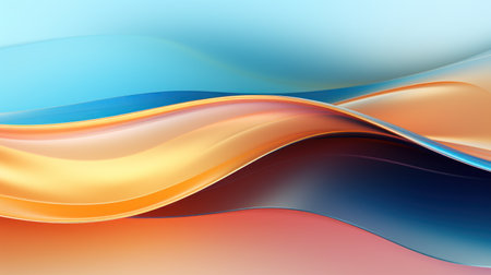 abstract background with smooth wavy lines in blue and orange colors Generative AIの素材
