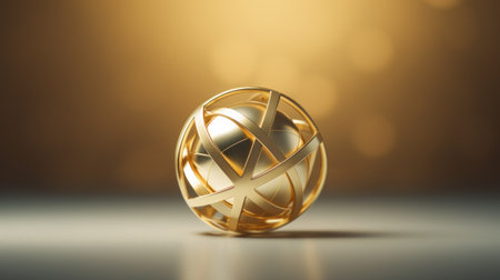 3d render of golden easter egg with ornament on golden background Generative AIの素材