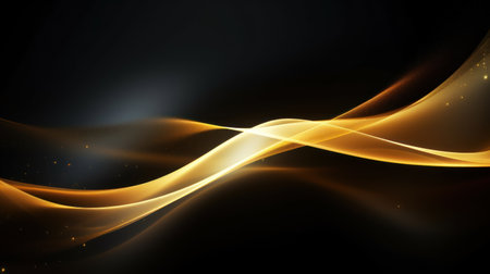Abstract golden waves on dark background. illustration for your design. Generative AIの素材