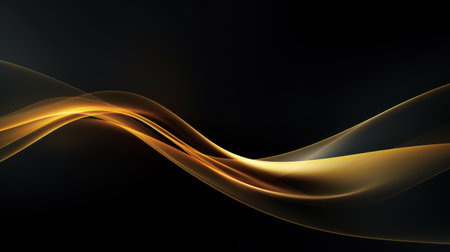 Abstract golden waves on black background. illustration for your design. Generative AIの素材