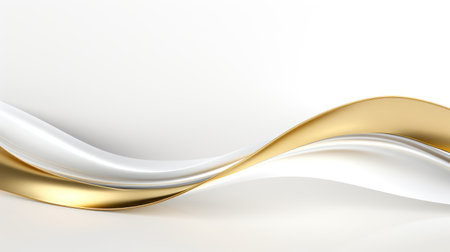 Abstract white and gold wavy background. 3d vector illustration. Generative AIの素材