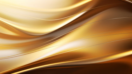 Golden abstract background with smooth lines in it. 3d render illustration Generative AIの素材