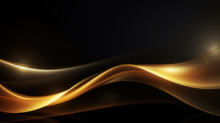 Abstract golden wave on dark background. illustration for your design. Generative AIの素材