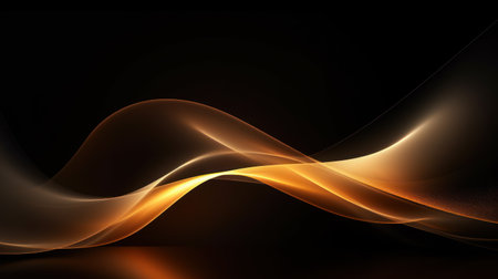 Abstract golden wave on dark background. illustration for your design. Generative AIの素材