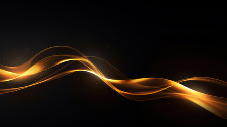 Abstract golden wave on dark background. illustration for your design. Generative AIの素材