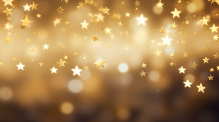 Abstract gold background with bokeh defocused lights and stars. Generative AIの素材
