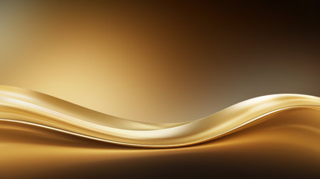Golden wavy liquid background. 3d render illustration with smooth lines Generative AIの素材