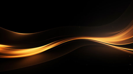 Abstract golden wave on black background. illustration for your design. Generative AIの素材
