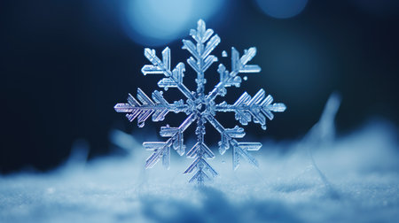 Snowflake on the snow in the winter. 3D illustration. Generative AIの素材