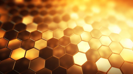 golden honeycomb background with some smooth lines in it (3d render) Generative AIの素材
