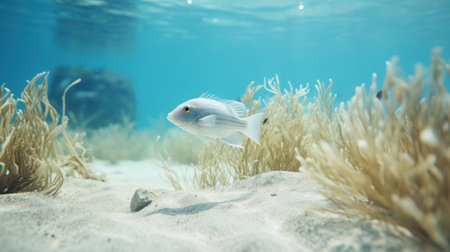 Tropical fish swimming in the sea. Underwater world. Generative AIの素材
