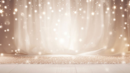 Christmas background with curtains and snowflakes. 3D illustration. Generative AIの素材
