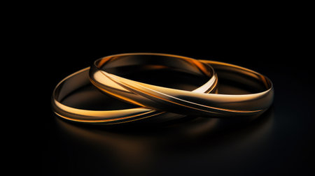 Wedding rings on a black background. 3D illustration. Generative AIの素材