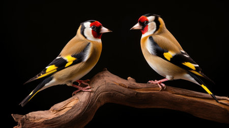Minimalistic Image of Goldfinches in Simple Style AI Generatedの素材
