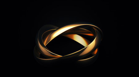 Abstract gold ring on a black background. 3d rendering, 3d illustration. Generative AIの素材