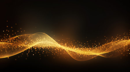 Abstract golden wave on dark background. illustration for your design. Generative AIの素材