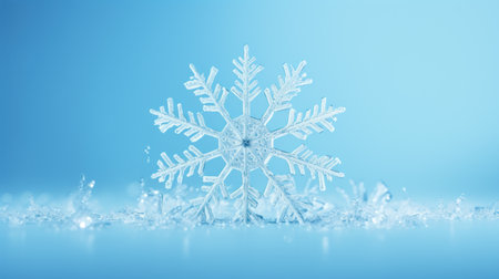 Enchanting Snowflake Magic on Icy Blue Background AI Generatedの素材