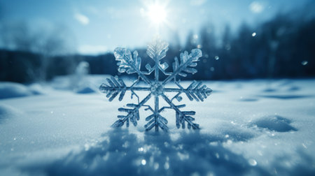 Snowflake on Snow AI Generatedの素材
