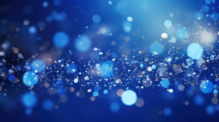 Unfocused Sapphire Glitter Bokeh Background with Royal Blue Sparkle and Crystal Droplets AI Generatedの素材
