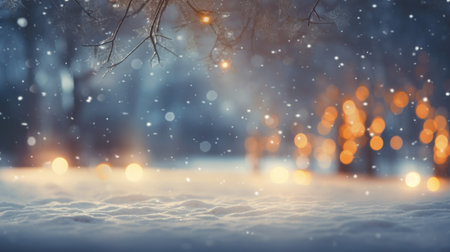 Blurred Snow Background with Illumination AI Generatedの素材