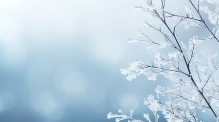 Winter Wonderland: White Frost Snow Background AI Generatedの素材