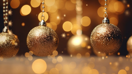 Happy Christmas Light Decorations in New Year Night Winter Background AI Generatedの素材