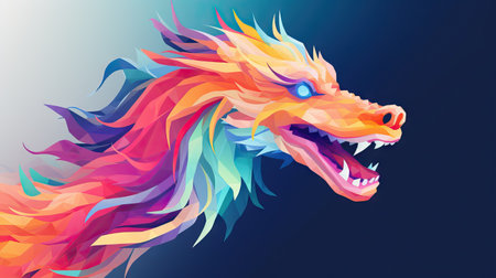 Colourful New Year Dragon: A Minimalistic and Clean Symbol of AI Generative Design AI Generatedの素材