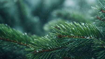 Beautiful Winter Fir Tree Branches Background AI Generatedの素材