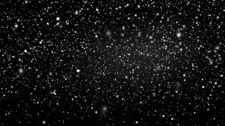 Snowfall over Black Background: Falling Snow Backdrop AI Generatedの素材